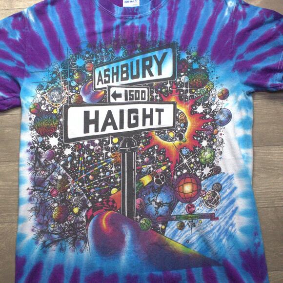 Haight/ Ashbury Blue & Purple Tie Dye Shirt Double Sided Ralph Hawke Manis - Picture 1 of 5